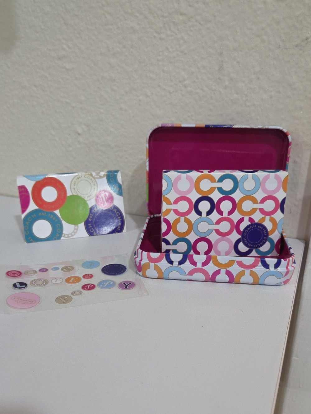 Coach Poppy Stationery Tin with Pink Interior